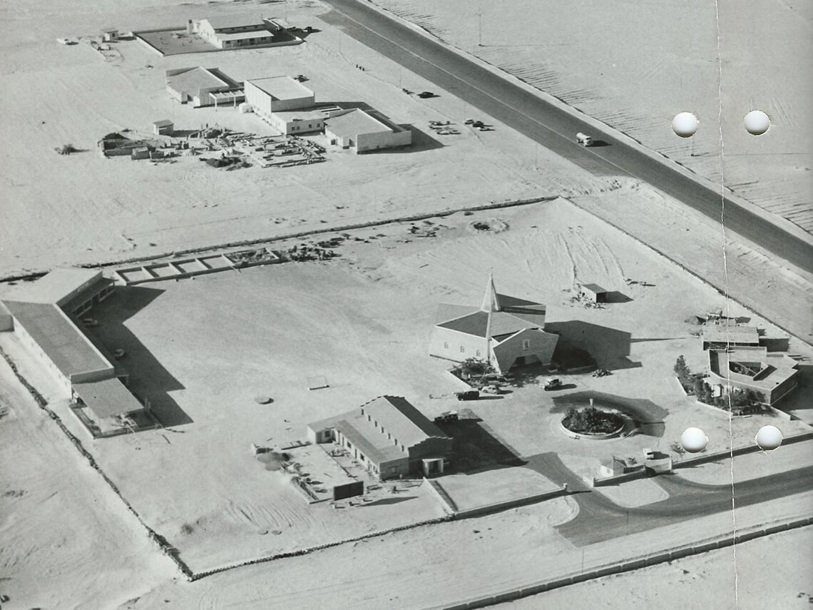 1968: St. Mary’s Catholic Church, Dubai, was founded by Shaikh Rashid Bin Saeed Al Maktoum, then Ruler of Dubai, in 1966 when he donated land for its construction and was inaugurated in 1967. Supplied