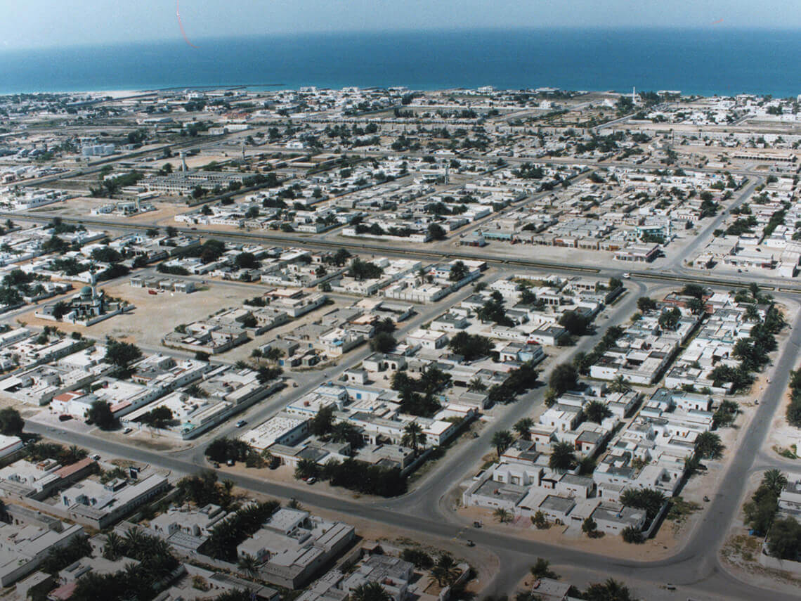1996: An aerial view of Umm Al Quwain.